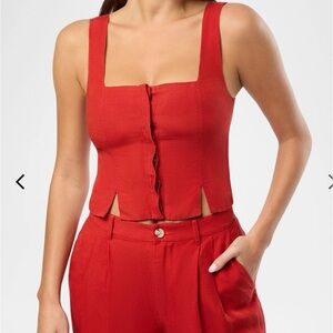 Onia Air Linen Square Neck Crop Top Button Up Size 2 NWT